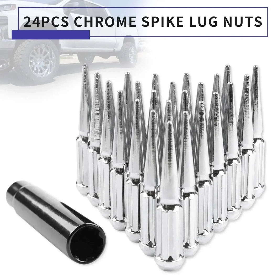 24/32 PCS M14x1.5 Wheel Spike Lug Nuts Chrome / Black / Plated 4.4