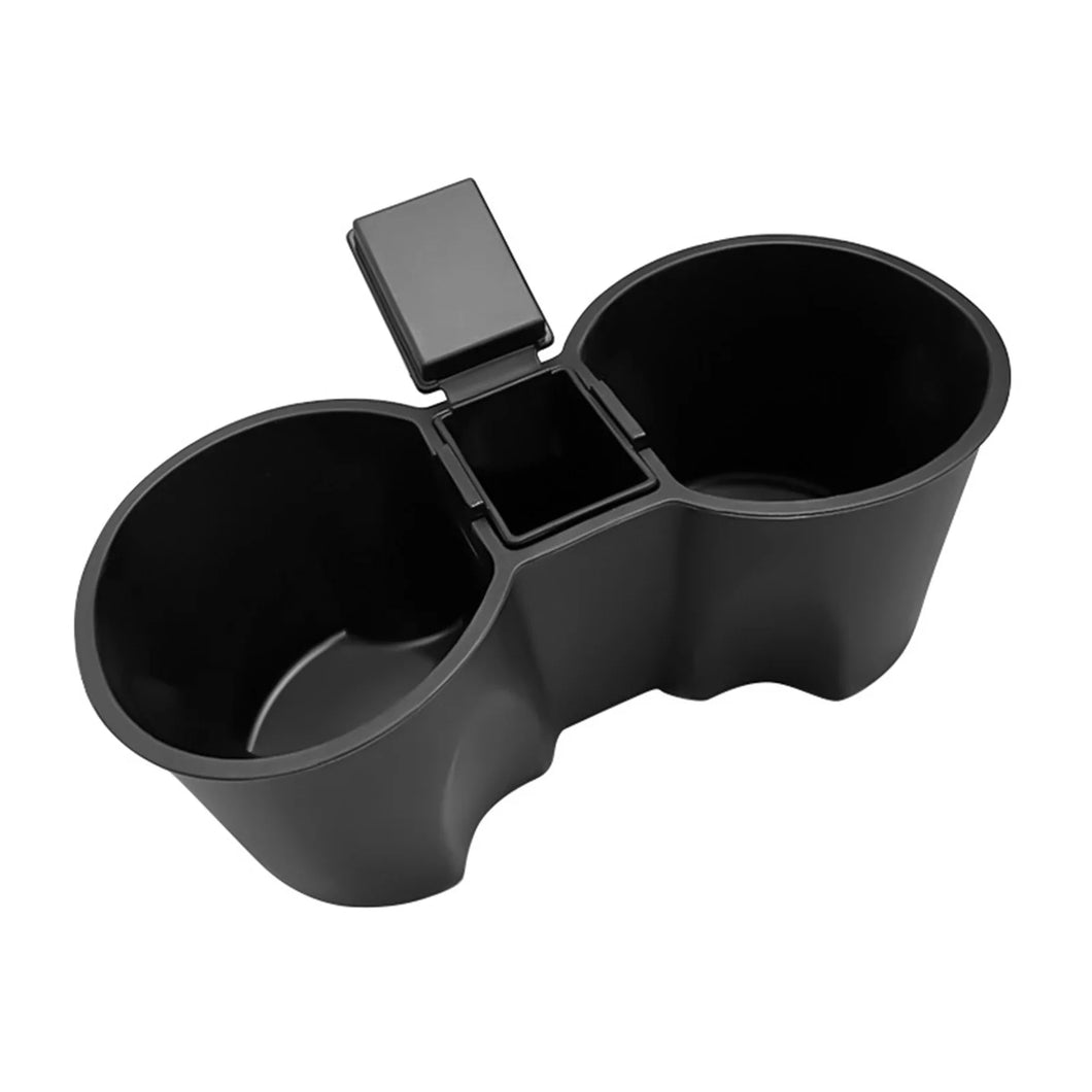 TPE Non-Slip Center Console Water Cup Drink Holder Insert W/ Divider Ashtray For 2021-2023 Tesla Model 3 / Y