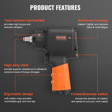 Load image into Gallery viewer, VEVOR Air Impact Wrench 3/8 Inch Square Drive 690ft lbs Pneumatic Impact Gun Tire Removal Tool for Auto Repairs and Maintenance
