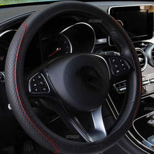 Load image into Gallery viewer, Breathable PU Leather Anti-Slip Universal Car Steering Wheel Cover 37/38cm Wheel
