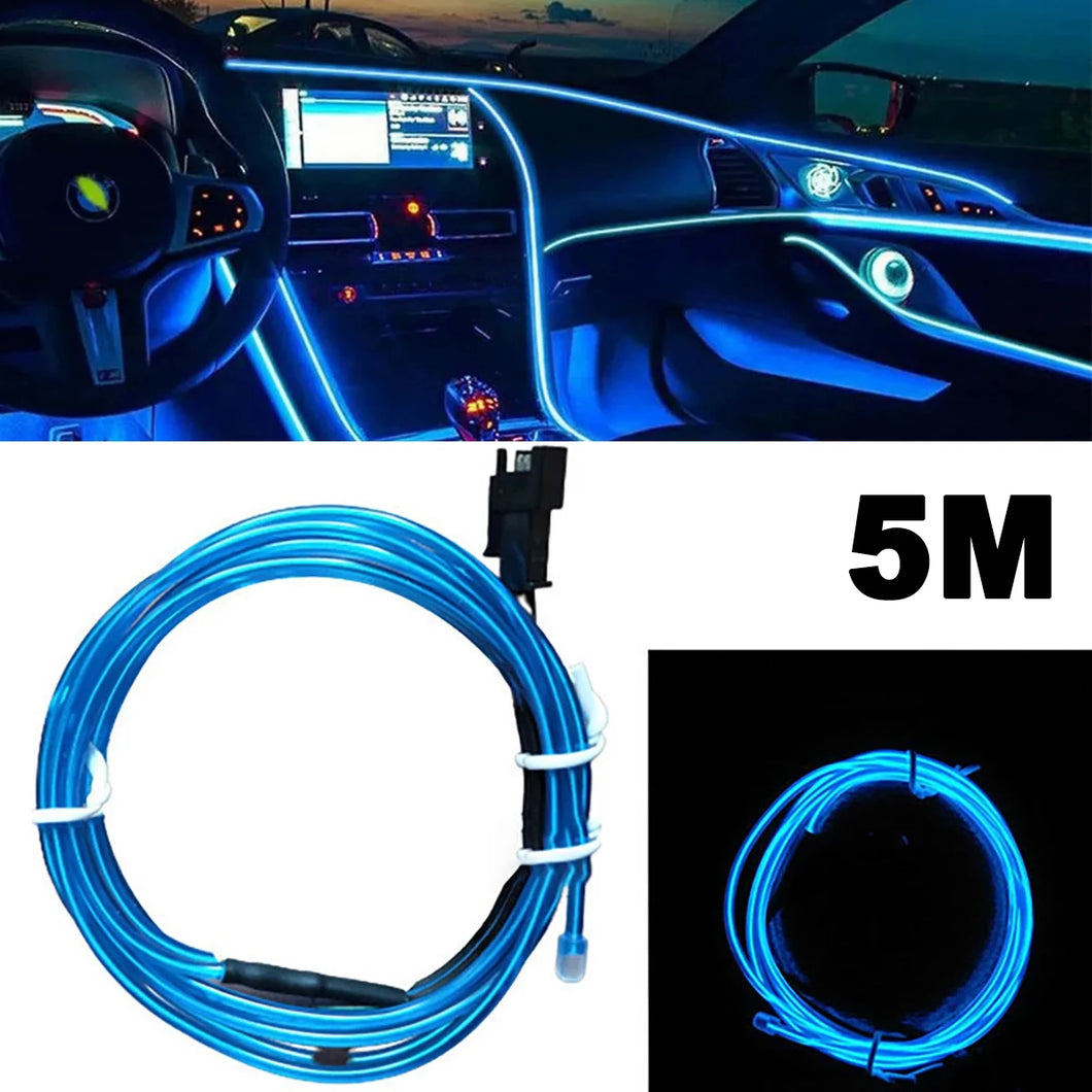 3M/5M Car EL Wire LED Strip Atmosphere Light Blue for DIY Flexible AUTO Interior Lamp Party Decoration Lights Neon Strips USB