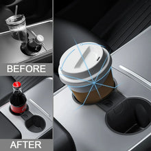 Load image into Gallery viewer, TPE Non-Slip Center Console Water Cup Drink Holder Insert W/ Divider Ashtray For 2021-2023 Tesla Model 3 / Y
