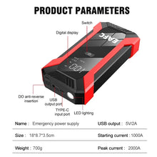 Load image into Gallery viewer, 12v 2000A/1200A/1000A Car Jump Starter Portable 6L/4L Power Bank Emergency Car Booster Device Car Charger Starting For SUV Truck Car
