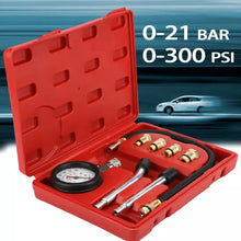 Load image into Gallery viewer, Petrol Engine Cylinder Compression Tester Kit Automotive and Motorcycles Tool 0-300PSI Engine Cylinder Pressure 0-21 Bar Gauge
