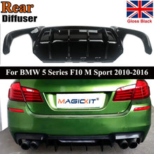 Load image into Gallery viewer, 1pcs Gloss Black Quad Exhaust Rear Bumper Diffuser Lip For 2010-2016 BMW 5 SERIES F10 F11 M Sport Only
