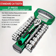 Load image into Gallery viewer, 24 Tooth Drive Socket Set 1/4&quot; 29pcs/3/8&quot; 21-1pcs/1/2&quot; 21pcs Ratchet Hexigon Socket Wrench Set Compact Sockets Set for Car Repair Mechanics
