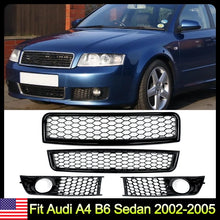 Load image into Gallery viewer, Honeycomb Racing Grilles For 2002-2005 Audi A4 B6 Sedan Front Upper Lower Grille Fog Lamp Grill
