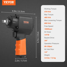 Load image into Gallery viewer, VEVOR Air Impact Wrench 3/8 Inch Square Drive 690ft lbs Pneumatic Impact Gun Tire Removal Tool for Auto Repairs and Maintenance
