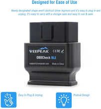 Load image into Gallery viewer, Veepeak OBDCheck BLE OBD2 Bluetooth Scanner Auto OBD II Diagnostic Scan Tool for iOS &amp; Android, BT4.0 Car Check Engine
